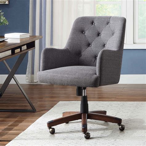Better Homes And Gardens Tufted Office Chair Gray Fabric Upholstery And