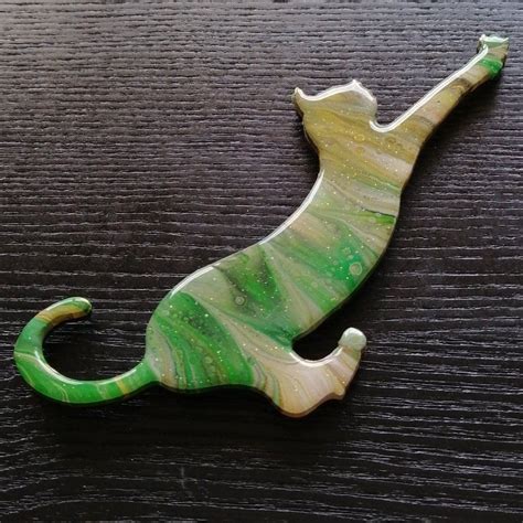 fabulous pussycat magnet in green and cream protected with etsy uk pouring art decorating