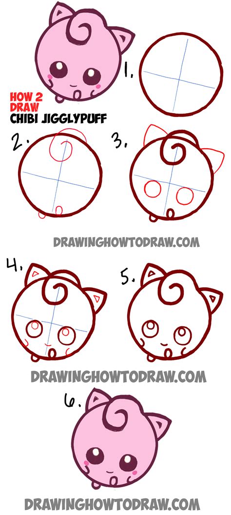 How To Draw Cute Baby Chibi Jigglypuff From Pokemon In Easy Steps