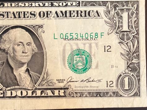 Error Misaligned 1 Dollar 1985 Federal Reserve Note Rare Etsy