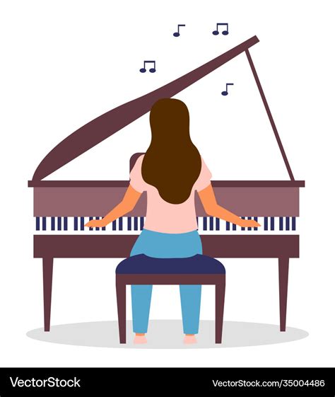 Isolated Woman Playing Piano Cartoon Royalty Free Vector