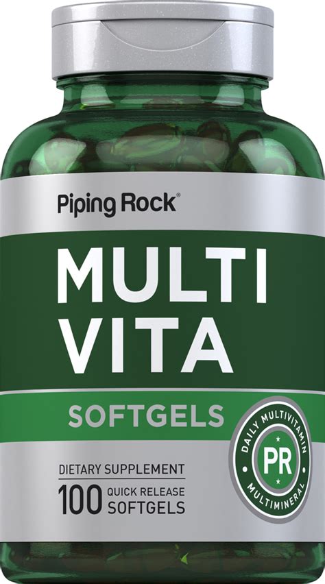 Multi Vita Multivitamin Mineral 100 Softgels Pipingrock Health