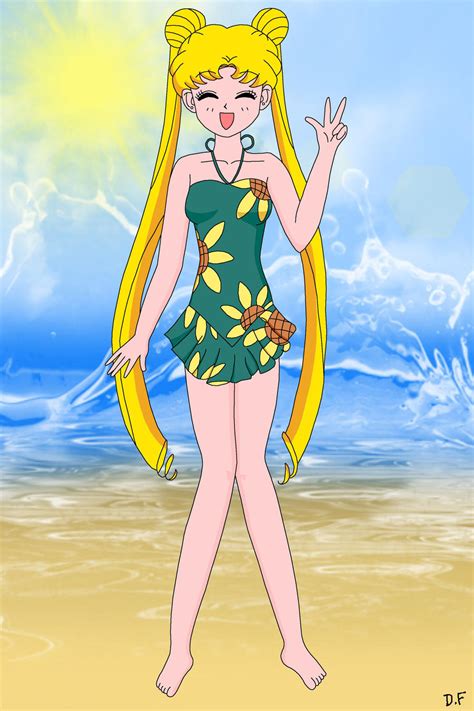 Usagi In Sunflower Swimsuit By Maskeraderosen On Deviantart