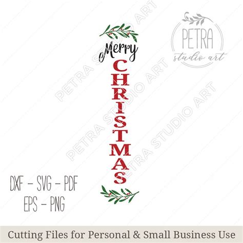 Merry Christmas Vertical Sign Svg Cut File Vertical Etsy