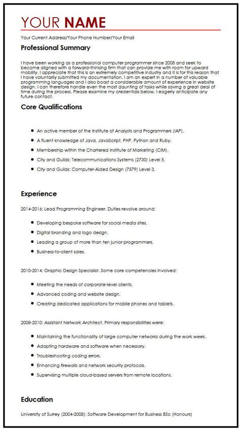 Sample Of Cv For Job Application 2021 How To Write A Curriculum Vitae