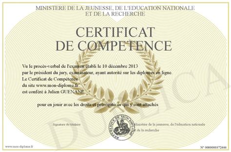 Certificat De Competence