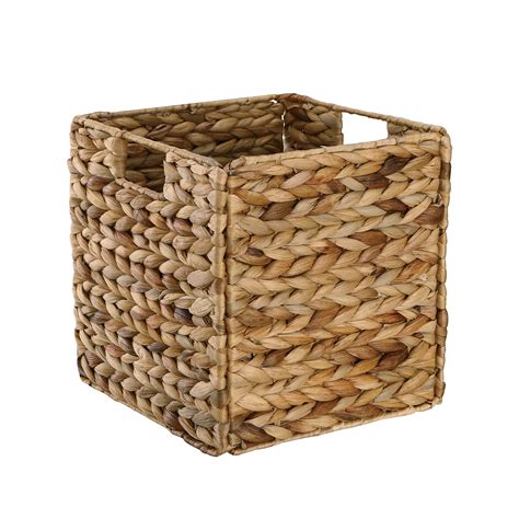 Organize It All Hand Woven Natural Hyacinth Collapsible Storage Basket