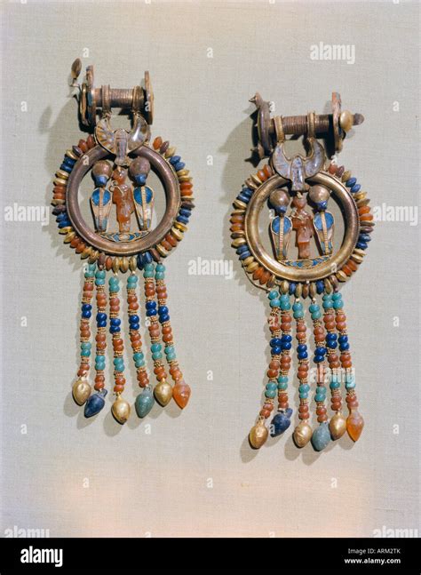 Earrings From The Tomb Of The Pharaoh Tutankhamun Discoverd In The