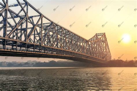 Famous Howrah Bridge Kolkata At Sunrise India Stock Photo
