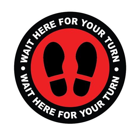 Wait Here For Your Turn Floor Stickers Social Distance Vinyl Circle