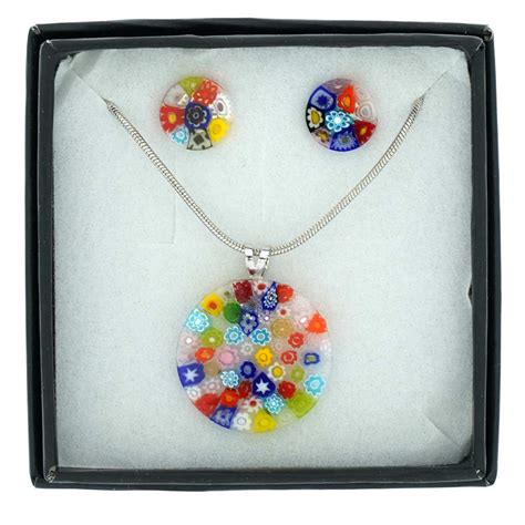 Murano Glass Necklace And Earrings Sets Murano Glass Millefiori Necklace And Earrings Jewelry