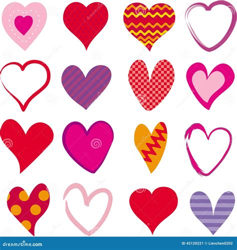 Set Of 16 Different Hearts Stock Vector Illustration Of Mothers 45120221