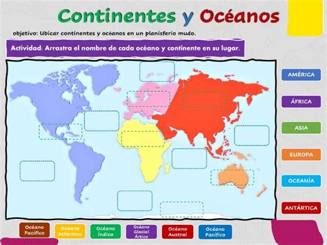 Ficha Interactiva De Los Continentes Y Océanos Para Tercero Puedes