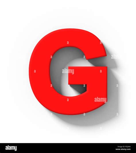 Letter G 3d Red Isolated On White With Shadow Orthogonal Projection