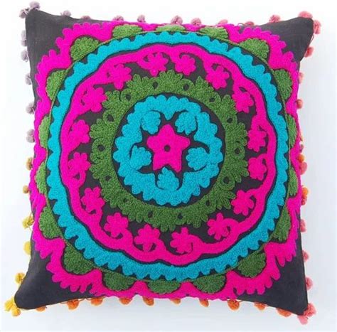 multicolor cotton hand embroidered cushion covers size dimension 19x19 inch at rs 180 in jaipur