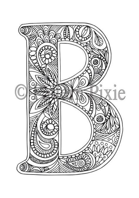 These are suitable for preschool, kindergarten and first grade. Adult Colouring Page Alphabet Letter B by PatternPixie on Etsy