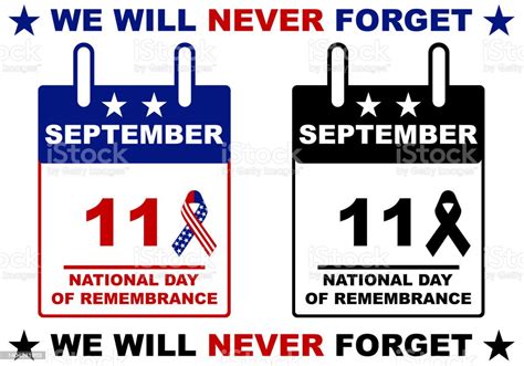 911 National Day Of Remembrance Calendar September 11 2001 Stock