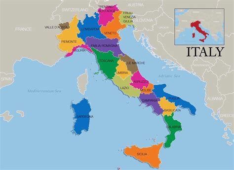 Itália Região Map Mapa Da Itália E Das Regiões Sul Da Europa Europa