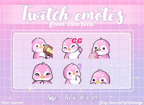 3 set cute pink penguin twitch emotes cute twitch emotes kawaii emotes sub badges