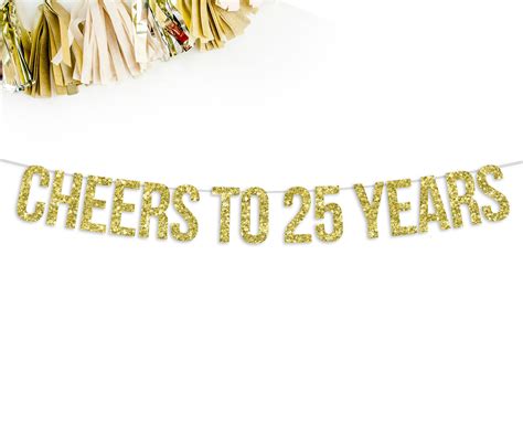 Cheers To 25 Years Banner 25th Birthday Silver Anniversary