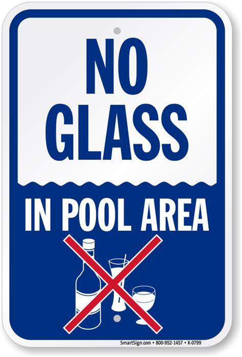 No Glass In Pool Area Sign Quick Delivery Sku K 0799