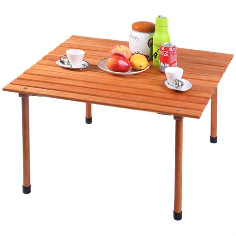 This gives you more outdoor space, and allows you to use the outdoor are for a different purpose. Goplus Folding Roll Up Table Portable Indoor Outdoor ...