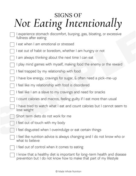 signs of not eating intentionally handout — customizable nutrition education materials made