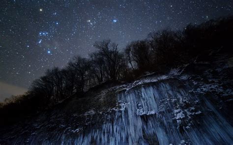 Stars Rock Wall Ice Icicles Hd Wallpaper Nature And Landscape