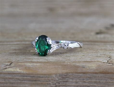 unique emerald gemstone engagement ring vintage antique boho ring benati