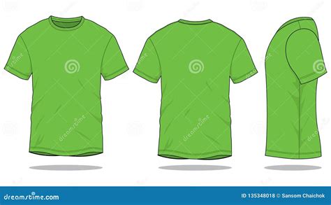 Green Short Sleeve T Shirt Template On White Background Stock