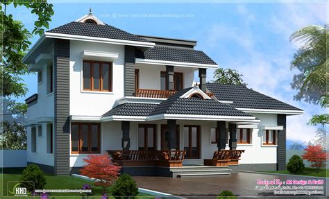 2000 Sqfeet 4 Bedroom Sloping Roof Residence House Design Plans