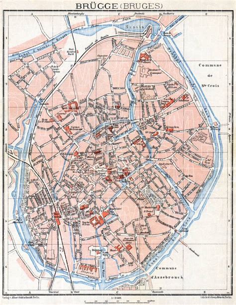 Old Map Of Brügge Bruges In 1908 Buy Vintage Map Replica Poster