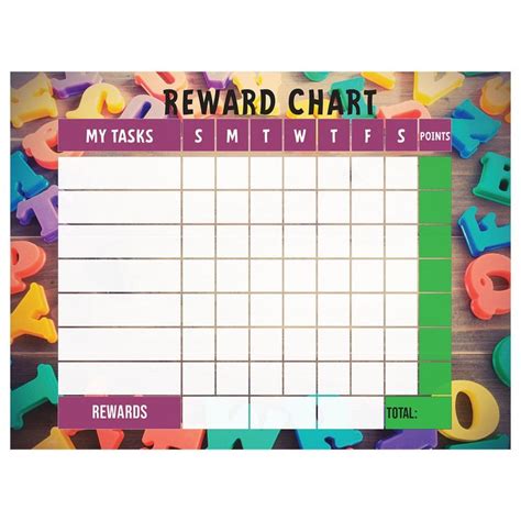 A Reward Chart With Letters And Numbers On It