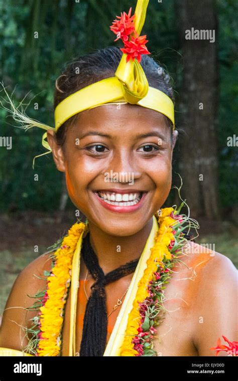 Yapese Girl In Traditional Clothing Yap Island Federated States Of F