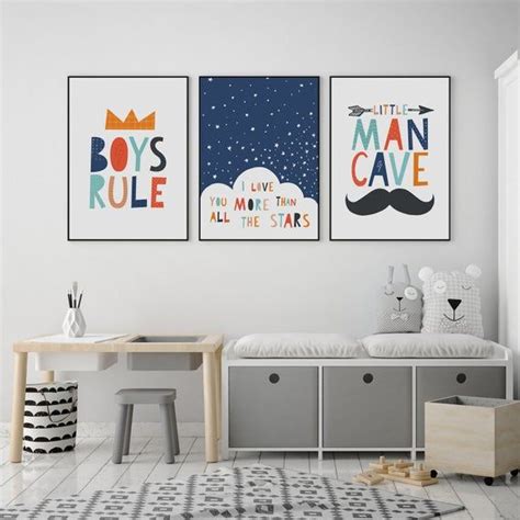 Boys Bedroom Decor Set Of 3 Printables Kids Wall Art Boys Etsy Boys