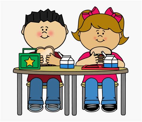 Eating School Meals Kids Clipart Free Transparent Png Preschool Lunch