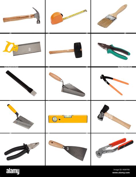 Carpentry Construction Hardware Tools Collage Imágenes Recortadas De