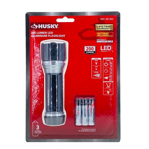 Husky 200 Lumen Led Virtually Unbreakable Aluminum Flashlight