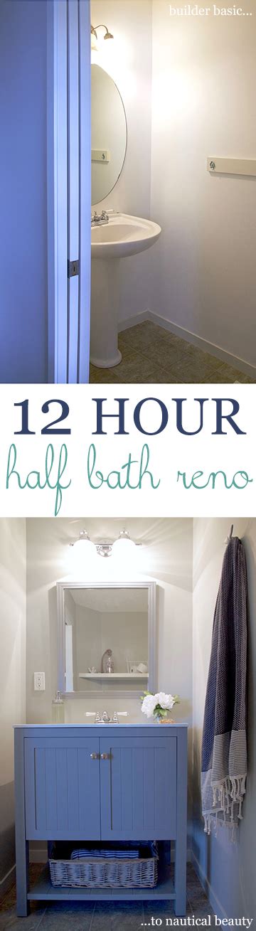 Hour Half Bath Reno From Builder Basic To Nautical Beauty