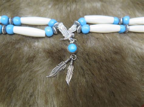 Vintage Native American Jewelry Sterling Sliver Eagle W Round Turquoise