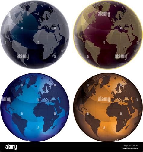 Set Of Color Globes Isolated On White Background Blue Dark Blue