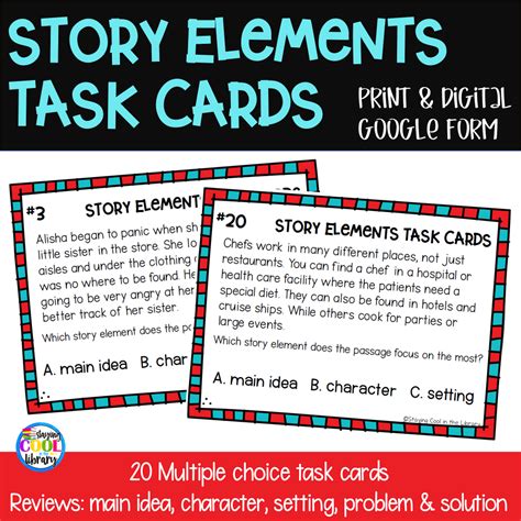 Story Elements Task Cards Staying Cool In The Library