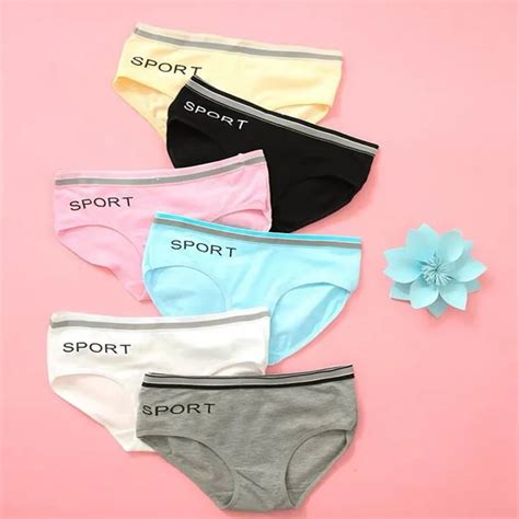 6pc lot teenager girls underwear cotton briefs sports letters breathable pupils 8 12 14 years