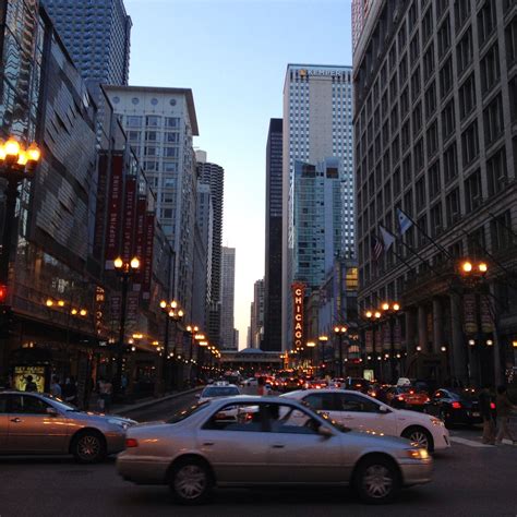Chicago's State Street at dusk — May 2014. | State street chicago ...