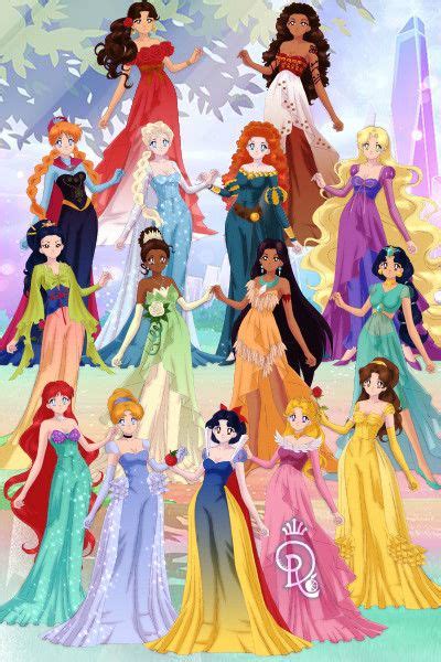Disney Princesses With Elsa Ana Elena And Moana Disney Princess