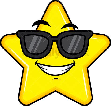 Cool Star Wearing Sunglasses Emoji Cartoon Clipart Vector