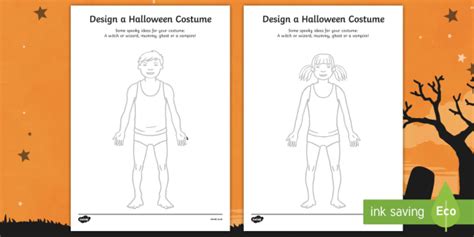 Halloween Costume Worksheet