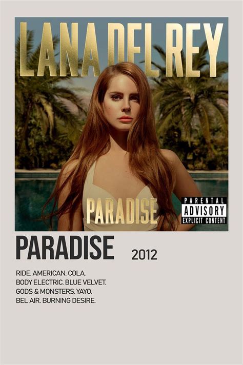Paradise By Lana Del Rey Minimalist Album Poster Lana Del Rey Albums