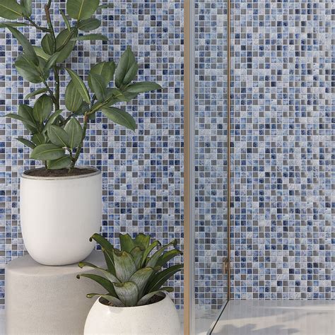 117 X 117 Eclectic Blue Square Mosaic Tile Tile Club