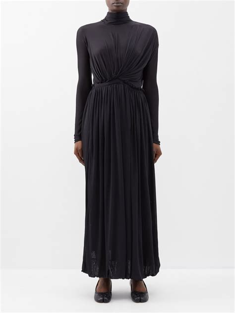 Black Draped Silk Dress Jil Sander Matches Uk